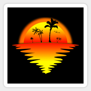 Sunset Silhouette Beach Palm Tree Summer Lover Magnet